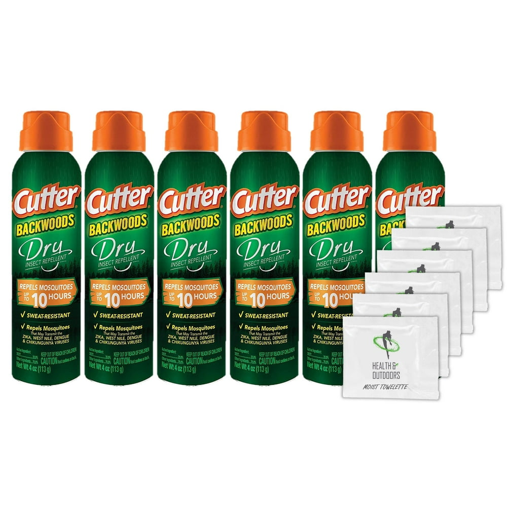 Cutter Backwoods Dry Insect Repellent, Aerosol, 4ounce, 6 pack W/ 6