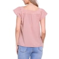 thumbnail image 3 of INSPIRAR CHIC Blusa de Mujer de Verano con Cuello Cuadrado y Mangas Cortas de Gingham XS Marrón Cameo, 3 of 6