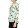 thumbnail image 5 of INSPIRE CHIC Women's Boho Blouse Floral Print Tie Neck 3/4 Sleeve Casual Tops S Green, 5 of 9