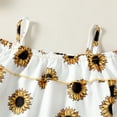 thumbnail image 3 of 13Y Big Girls Clothes 14Y Girls 2PCS Summer Outfits Set Flower Print Off-the-shoulder Big Girls Long Sleeve Suspender Top Shorts Set White, 3 of 7