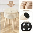 thumbnail image 4 of Round Ottoman Footstool Natural Seagrass Foot Stool Pouf Ottomans with Solid Wood Legs Hand Weave Hyacinth Footrest Step Stool for Living Room Balcony Garden Natural & White, 4 of 13
