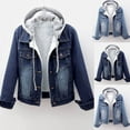 thumbnail image 6 of Womens Fleece Sherpa Lined Denim Jacket With Detachable Hood Winter Jean Jacket Coats Oversized Hoodie Long Sleeve Trucker Jacket Coat, 6 of 6