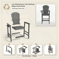 thumbnail image 3 of Leumius Tall Adirondack Chairs Set of 1,All Weather Outdoor Bar Height Barstools Chair with Armrests and Cup Holder for Bistro,Poolside,Garden,Gray, 3 of 8
