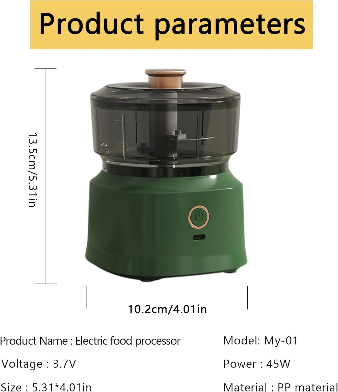 Electric Mini Chopper Food Processor: USB Charging Mini Food Chopper Garlic Grinder, 350ML Vegetable Chopper For Onion Garlic Pepper Meat Mincer/Grinder/Puree Food (Green)