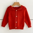 thumbnail image 4 of Likimi Newborn Toddler baby Girls Cardigan Solid Color Hooded Long Sleeve Sweater Casual Relaxed Soft Fall Winter Sweatshirt Size 18-24 Months Red, 4 of 5