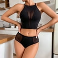 thumbnail image 2 of Kmdttou Women's Underwear Cotton Sexy Lace High Cut Panties Comfort Bikini Panty Stretch Underpants Breathable Ladies Briefs (Available in Plus Size) Black-XS, 2 of 8