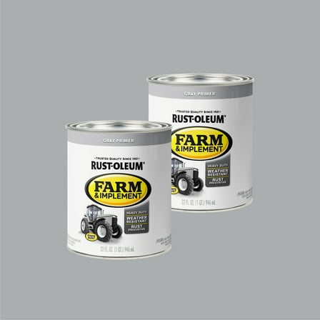 2 Pack, Gray, Rust-Oleum Flat Specialty Farm and Implement Primer-280106, 1 qt
