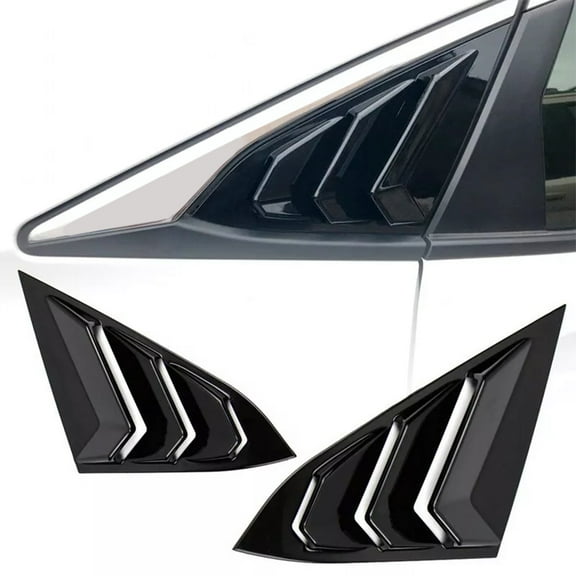 Hex Autoparts 2PCS Rear Side Window Louvers Air Vent Scoop Shades Cover Trim for 2016-2021 Honda Civic Gloss Black