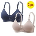 thumbnail image 2 of ATOYSOY Women's 2 Pack Everyday Bra Seamless Wirefree Teens Bralette Solid Color Underwear Breathable Clearance Comfort Bra Workout Push Up Blue 42/85, 2 of 5