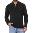 thumbnail image 1 of SUÉTER DE PULLOVER DE CUELLO ALTO PARA HOMBRE INSPIRE CHIC, CON CREMALLERA DE CUARTO, TEJIDO, TALLA L, NEGRO, 1 of 6