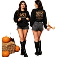 thumbnail image 3 of AHMOMEI 1692 They Missed One Halloween Sweatshirt for Women Spooky Season Salem Halloween Witch Top Novelty Fall Winter Festival Cozy Long‑sleeve Crew Neck Sweatshirt, 3 of 4