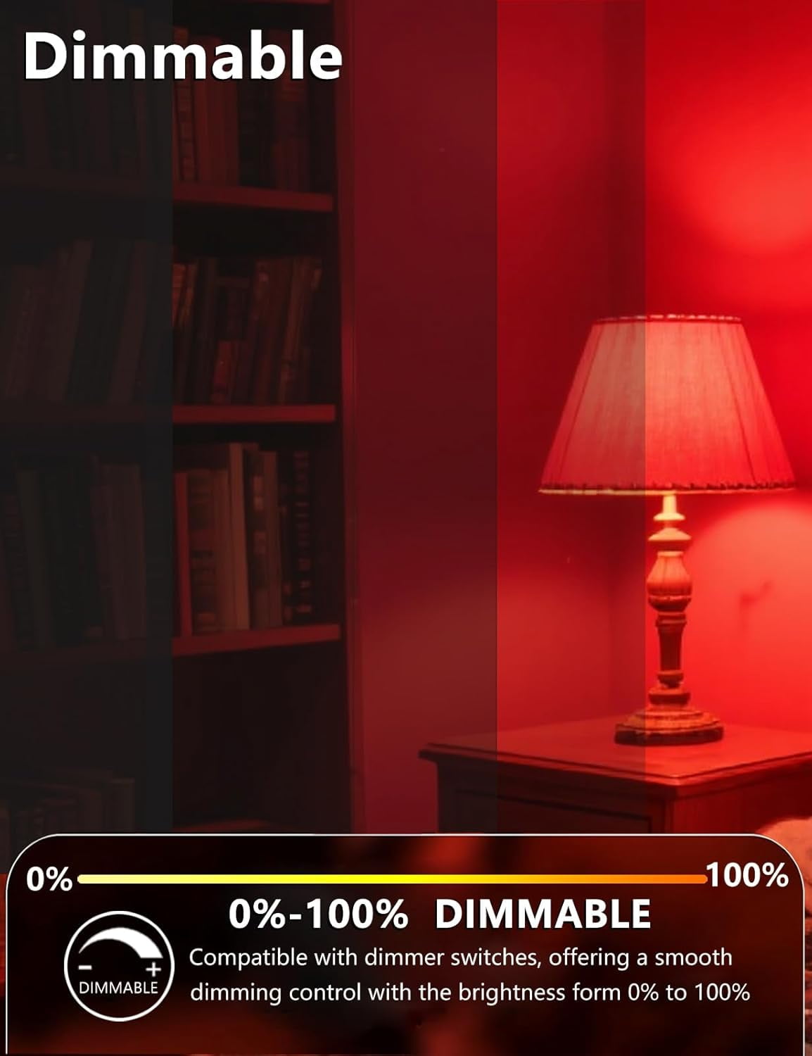 FEFEFW-630nm Red Light Bulbs for Sleep Dimmable, 100% Blue Light Blocking A15 Red LED Dim Bulbs Bedroom Night Light for Party Decoration, Porch, Holiday Lighting etc Home Bulb E26 Base 5W 4Pack