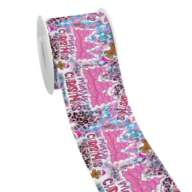 Holiday Merry Christmas Decoration Pattern Printed Grosgrain Satin Ribbon for Gift Wrapping Hair Bow Craft Accessory 50 Yards Jiayi
