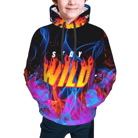 Ben Azelart Stay Wild Hoodies Pullover For Boys Girls 3d Printed Hooded Sweatshirt Long Sleeves Small