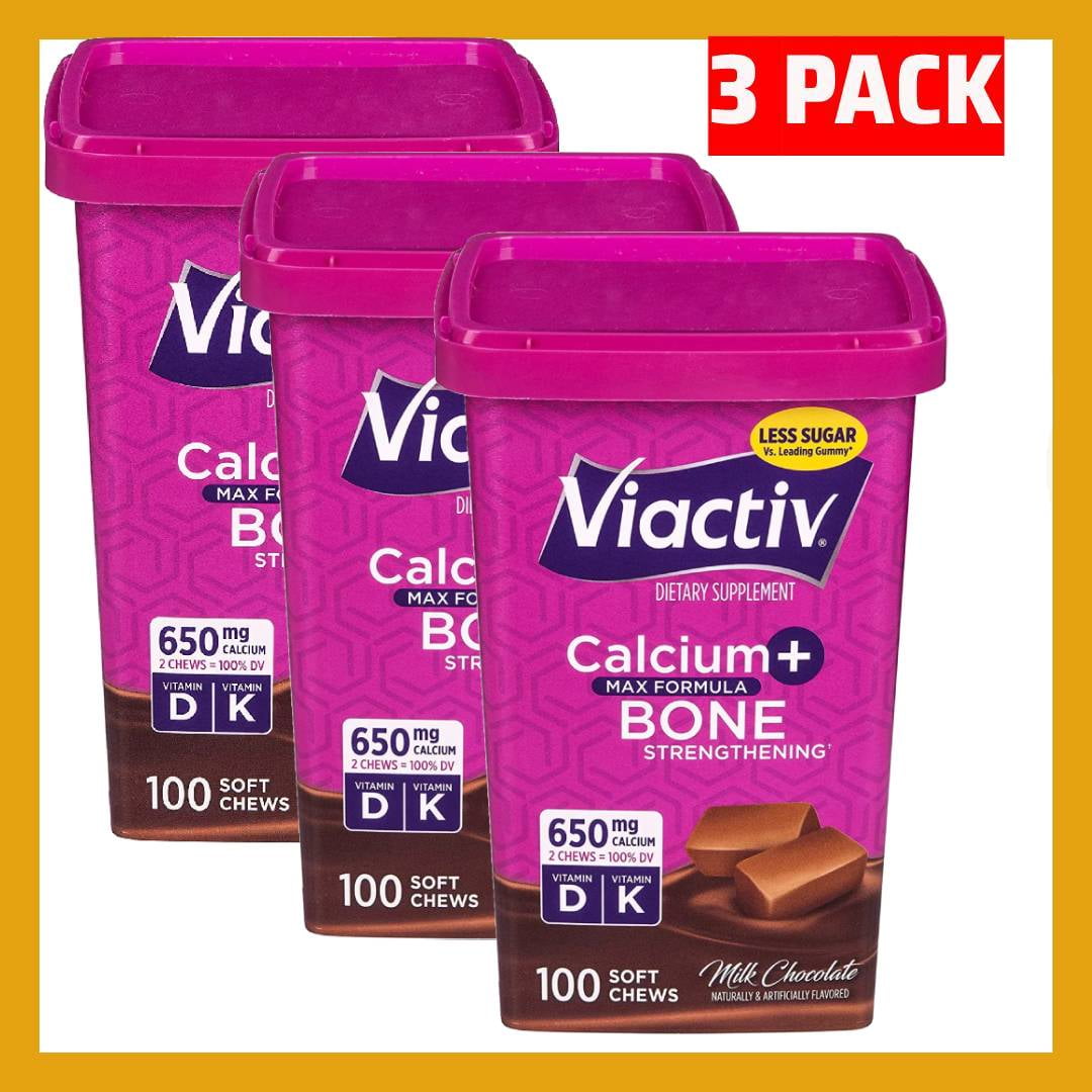 Viactiv Calcium + Vitamin D Supplement Soft Chews, Milk Chocolate, 100
