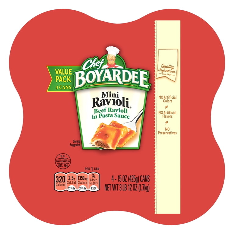 2 pack) Chef Boyardee Mini Ravioli, Beef Ravioli in Pasta Sauce