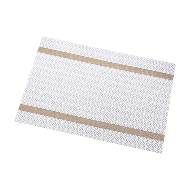braveheart Style Striped PVC Table Mat Placemats Coaster Rectangle Insulation Anti-Skid Waterproof Dining Tables Decors Mats White Rectangle/30*45cm 1Set