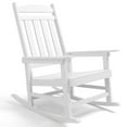 thumbnail image 3 of Noelse Patio Slat Rocking Chair, HDPE Plastic Weather Resistant Porch Rocker, Ergonomic High Back Rocker, White, 3 of 9