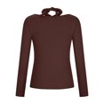 thumbnail image 6 of tarylea Going out Tops for Women Cross Front Bandage Ribbed Tops Long Sleeve Slim Fitted Shirts Casual Cute Tops, 6 of 7