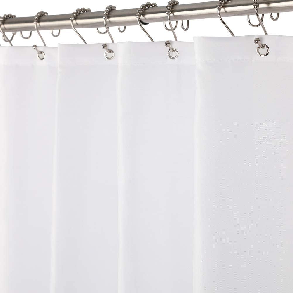 Small Stall Fabric Shower Curtain Liner, White Polyester Fabric Shower