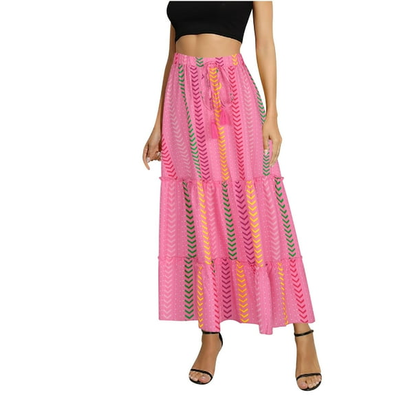 GigrtiJin Skirts for Women Elegant Floral Print Long Skirts Split Flowy Midi Skirt High Waist Trendy A-Line Skirts