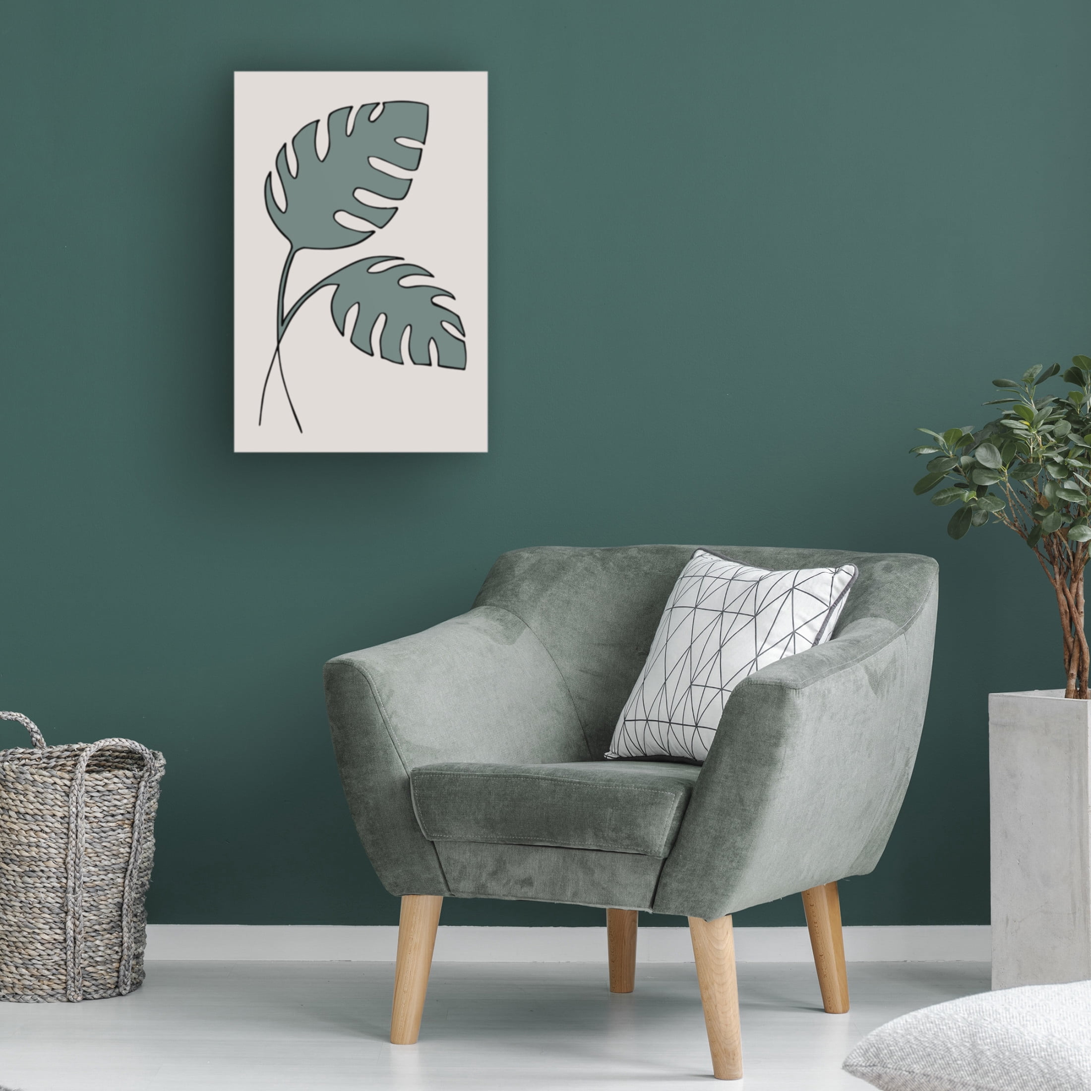 Canvas Wall Art - Pictufy Studio Ii 'Monstera Cross' Wall Art for Living Room, Bedroom, or Office Décor by Trademark Fine Art - 16 x 24 Inches