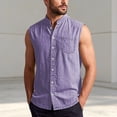 thumbnail image 2 of Tisuna Mens Sleeveless Shirts Button Down Breathable Casual Summer T-Shirts Mens Classic Collared Casual Shirts With Pocket For Sport Athletic Light Purple Size Xxxxl, 2 of 5