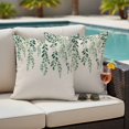 thumbnail image 5 of Spring Leaf Pillow Covers 2 Pack Country Watercolor Green Eucalyptus Leaves Rustic Linen Texture Pillowcase Waterproof Outdoor Throw Pillow Cover for Patio Garden Square Cushion 16”x16”, 5 of 9