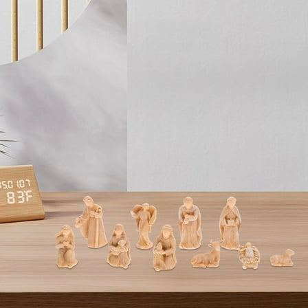 FELTECHELECTR Nativity Set with Detailed Resin Figurines for Christmas Decoration Beige Any Home Scene 7 Inches