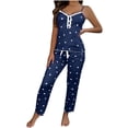 thumbnail image 2 of Puntoco Conjunto de pijama cómodo para mujer, pijama de tirantes con estampado de amor a la moda para mujer, ropa para el hogar, conjuntos de pijama, 2 of 5