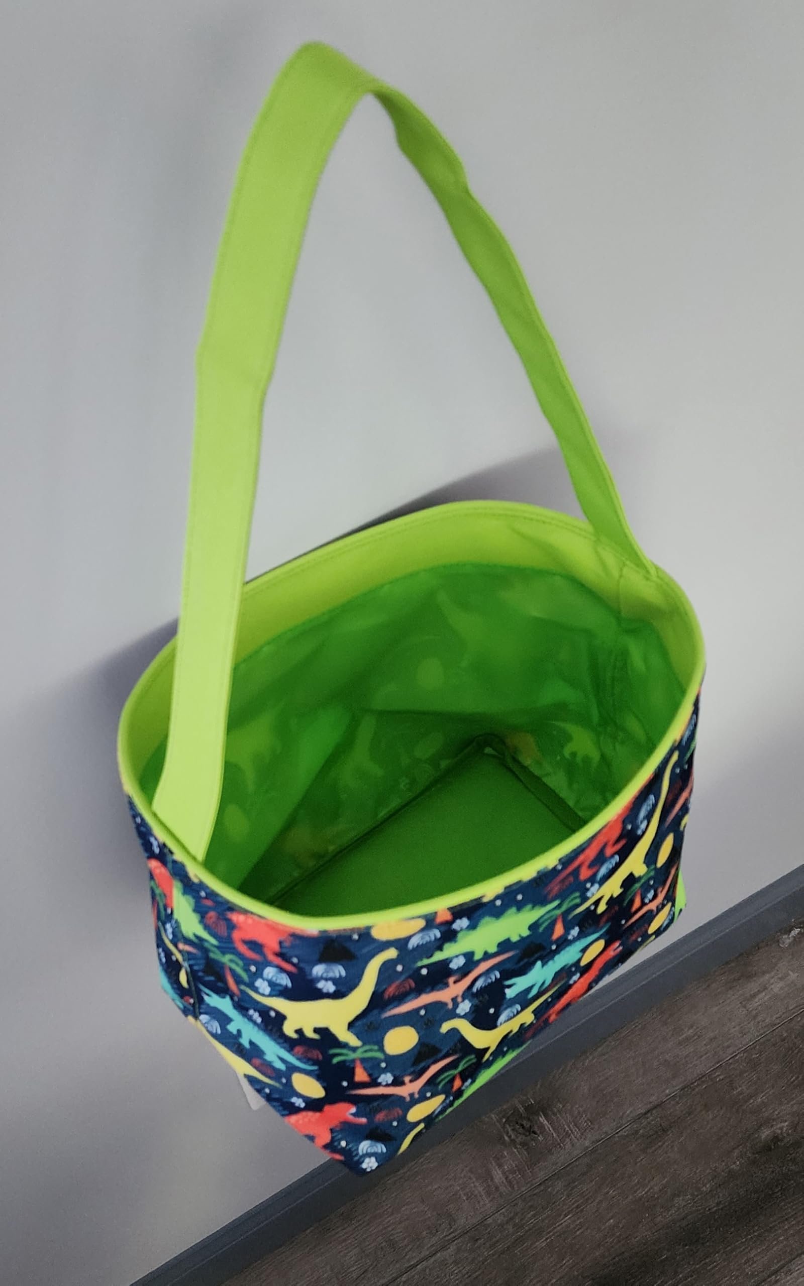 Dinosaur Easter Basket Bucket Fabric Tote Bag Toy Bin - Can Be Personalized or Monogrammed - Great Gift for Boy or Girl