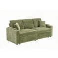 thumbnail image 4 of Green 80-inch Two-in-One Folding Sofa - Corduroy, Foldable, Hidden Lying, Cup Holder & Pillow, Living Room Adaptable, 4 of 11