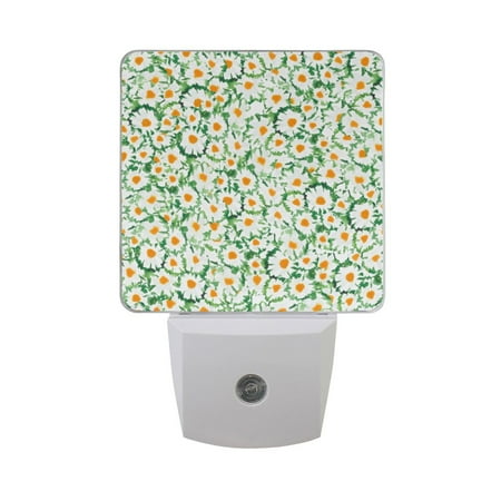 

Chamomile with Green Night Light LED Dusk to Dawn Auto Sensor Night Lamp Plug-in Nightlight for Bedroom Hallway Kitchen 2 PCs