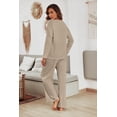 thumbnail image 3 of Ekouaer Women's Waffle Knit Pajama Sets Comfy Long Sleeve Lounge Sets 2 Piece Matching Pj Sets with Pockets, 3 of 6
