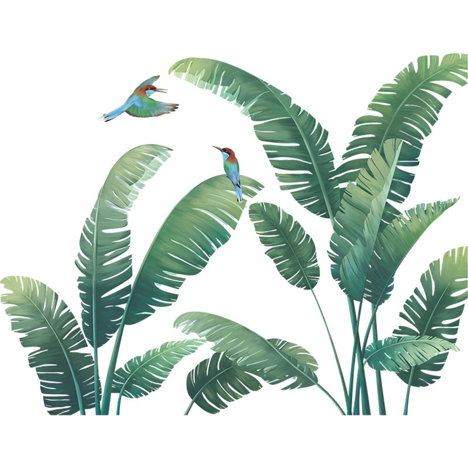 Wall Decals Tropical Plant Leaves Wall Stickers for Living Room, Green ...