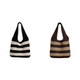 thumbnail image 1 of Bolso Mano Tejido A Rayas para Mujer Calado Color Contrastante Verano (), 1 of 7