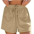 thumbnail image 4 of OSFVNOXV Womens Summer Shorts Plus Size Shorts Casual Elastic Waist Solid Color Drawstring Workout Bottom with Pocket Loungewear Mothers Birthday Gifts ,S-5XL, 4 of 9