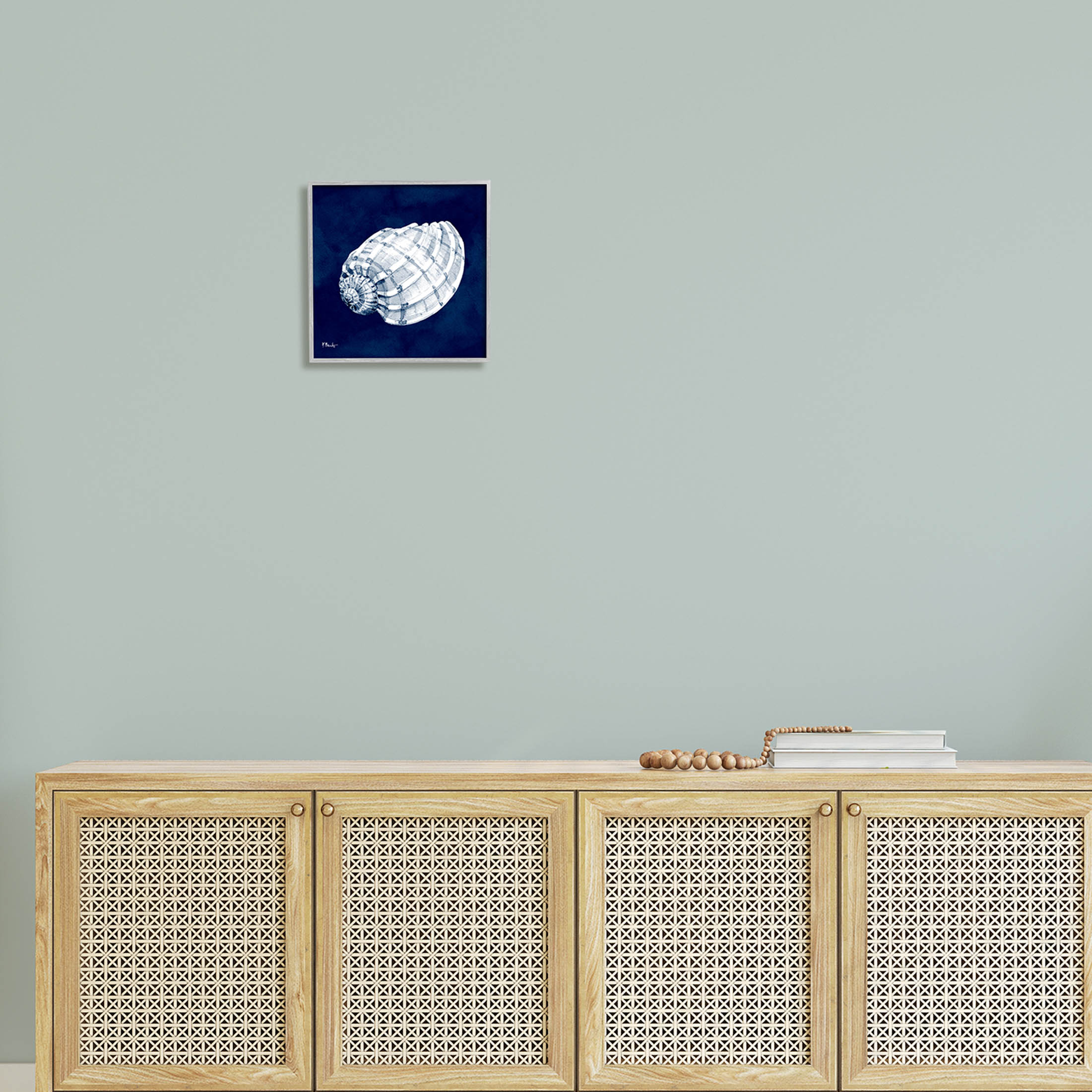 Stupell Industries Cyanotype Shells Coastal Illustration Graphic Art Gray Framed Art Print Wall Art, Design by Paul Brent