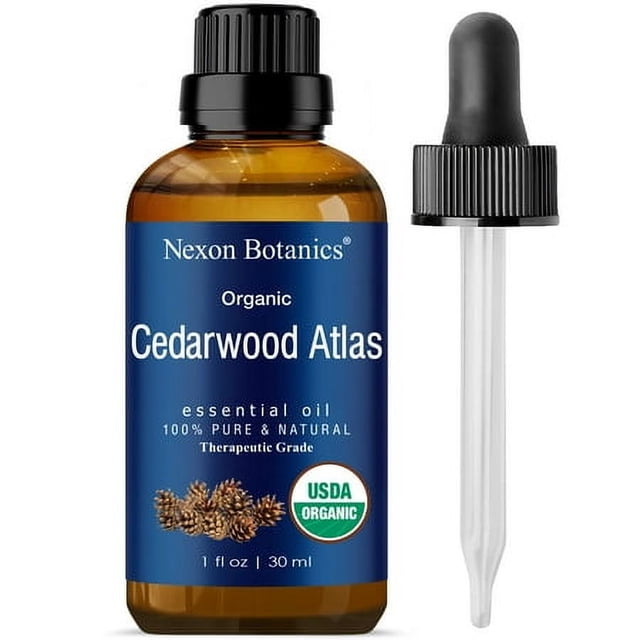 Organic cedarwood Essential Oil 30 ml - Natural Pure cedarwood Oil for Diffuser, Aromatherapy - cedar Wood Essential Oil - Soothes Sore Muscles - Skin Use and Hair care - Nexon Botanics.