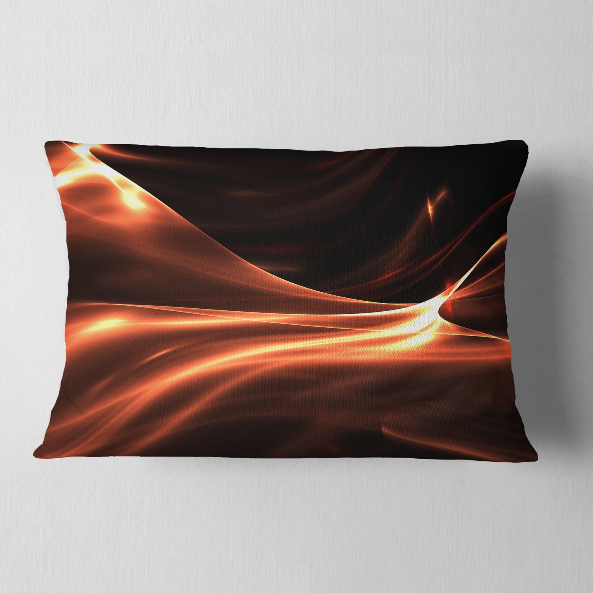 Designart Brown Abstract Warm Fractal Design - Abstract Throw Pillow - 12x20