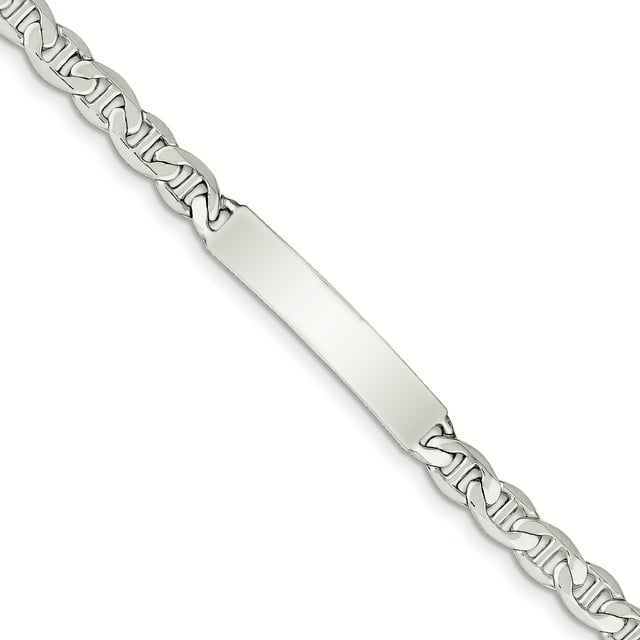 925 Sterling Silver 8 Inch Engraveable Anchor Link Name Bar Identification Id Bracelet