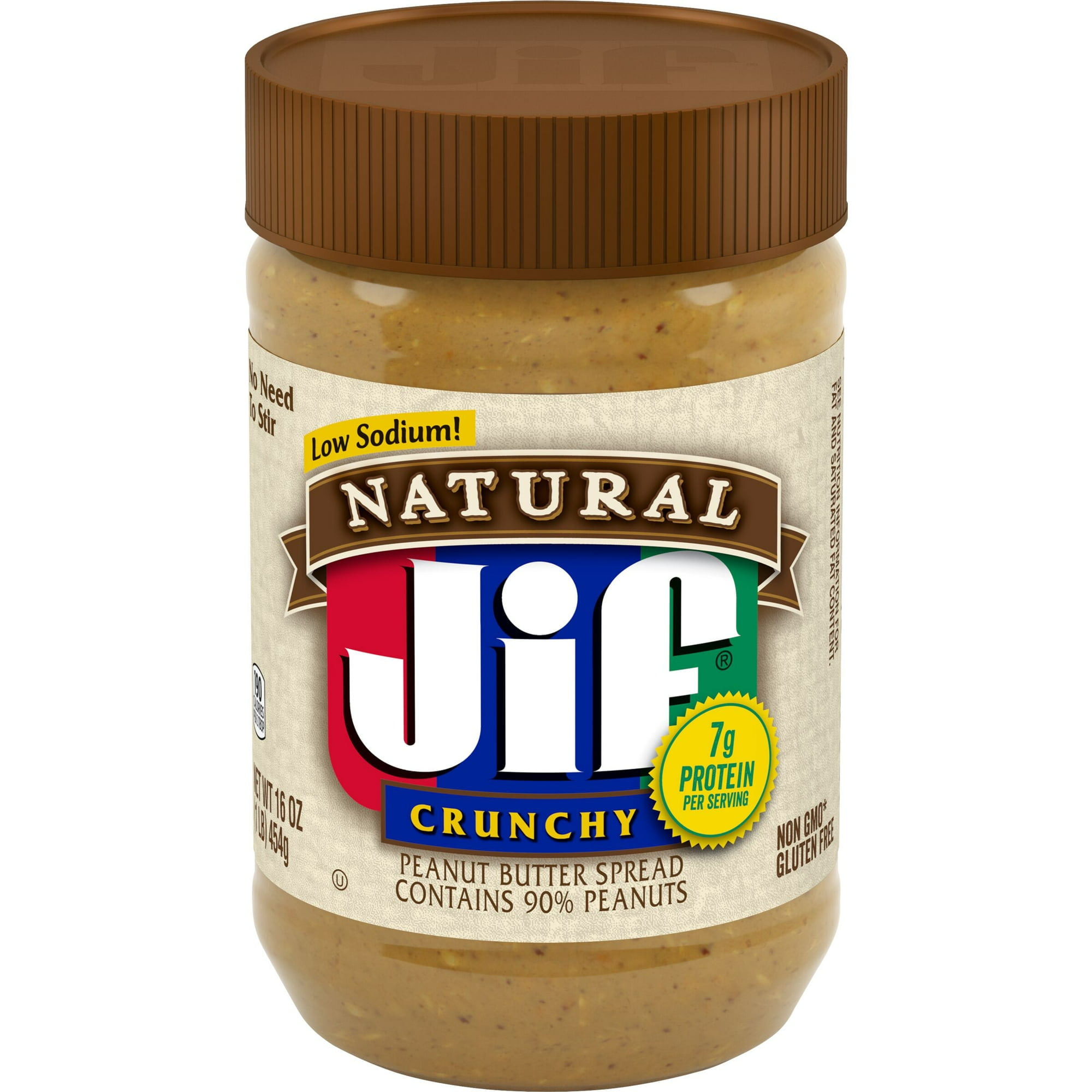 (2 pack) Jif Natural Crunchy Peanut Butter Spread Contains 90% Peanuts, 16 Ounces