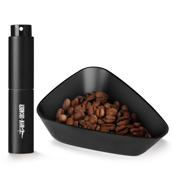 MHW-3BOMBER Juego de Taza Dosificadora de Granos de Café y Botella de Spray RDT - Taza Dosificadora de Espresso de Aluminio y Spray de Reducción Estática de 10ml - Kit
