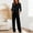 Black, variant on FEIIBMOYRIA Women's Casual Pajmas Sets Round Neck Cuffed Three Quarter Sleeves Topss with Elastic Waist Straight Pants Basic Pajmas Solid Color Versatile Comfortable Relaxed Fit Sleepwear