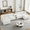 Beige White, variant on Rophefx 162.6" Modern U Shaped Sectional Sofa, Velvet Deep Seat Cloud Couches with Ottoman, Central Console and Double Layer Cushion