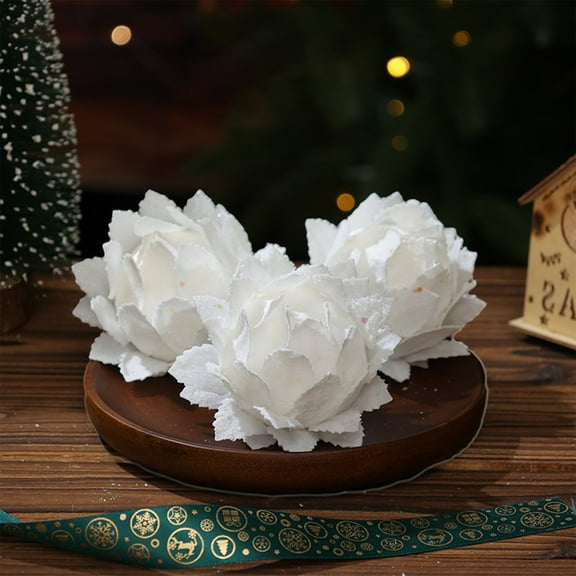 YOHAVEN 3PCS White Foam Christmas Ornaments, Shatterproof Xmas Tree Decorations, Lightweight Holiday Decor for Home and Party, Ideal for Christmas Tree and Festive Ambiance
