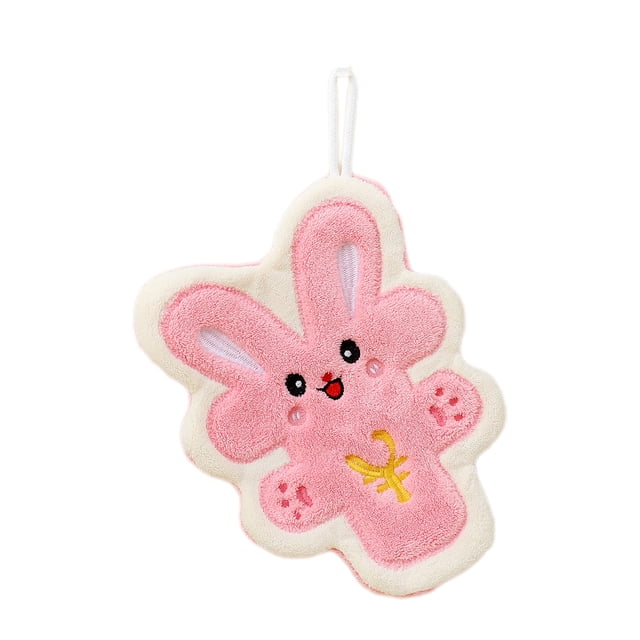 SLYNSHome Easter Rabbit Hand Towels for Kitchen Pink Rabbit Kitchen Hanging Towels Soft Absorbent Towel for Bathroom