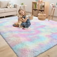 thumbnail image 5 of Buganda Soft Shag Area Rug, Washable Non-Slip Rug for Living Room Bedroom, Modern Decor Carpet, 5'X8', Rainbow, 5 of 6