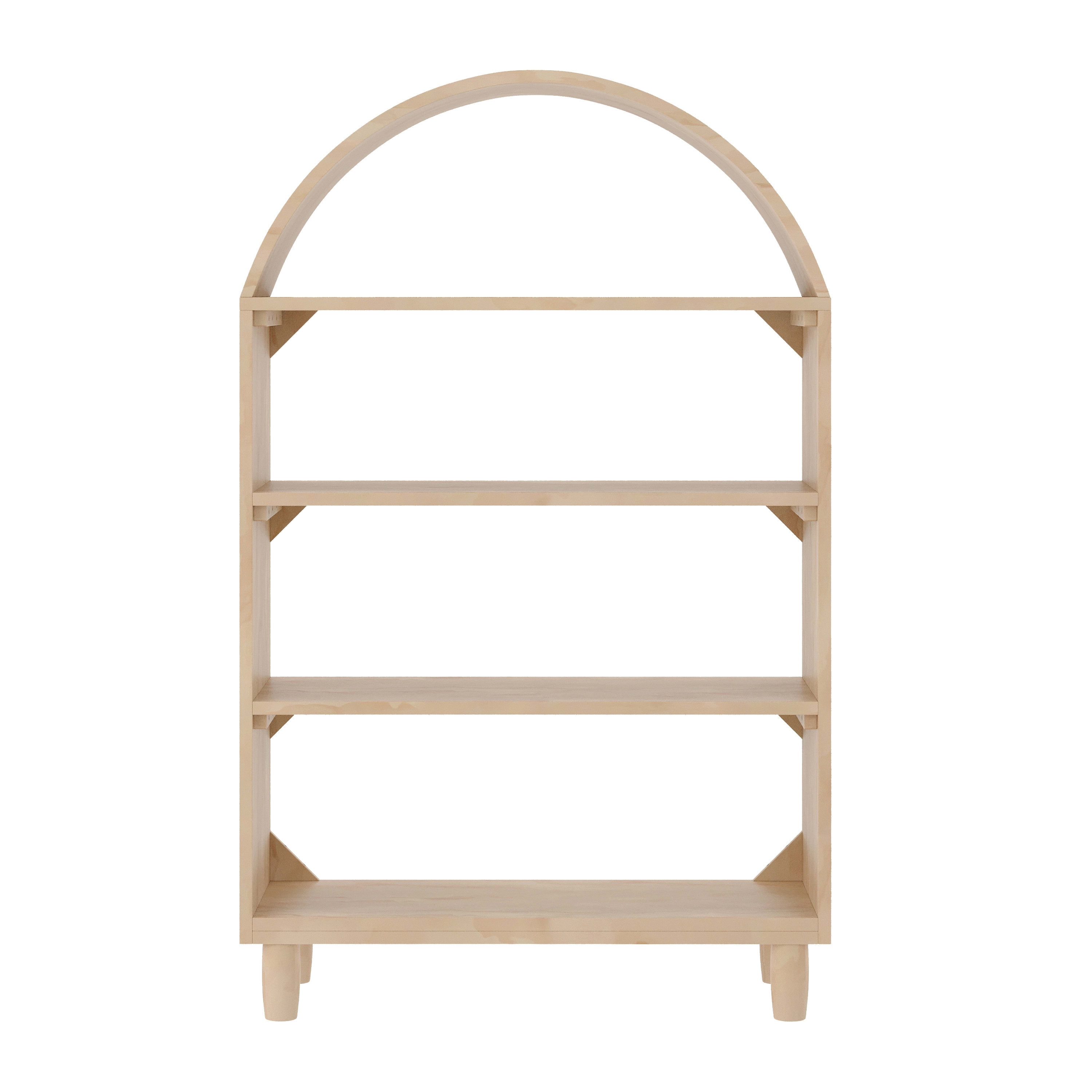 Buzz & Bloom Kids Open-Style Engineered Wood Bookshelf with 4 Shelves and Covered Rounded Top, Natural