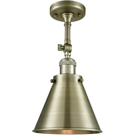 

Antique Brass Tone Semi Flush 8 Wide Steel/Cast Brass Medium Base 1 Light Fixture